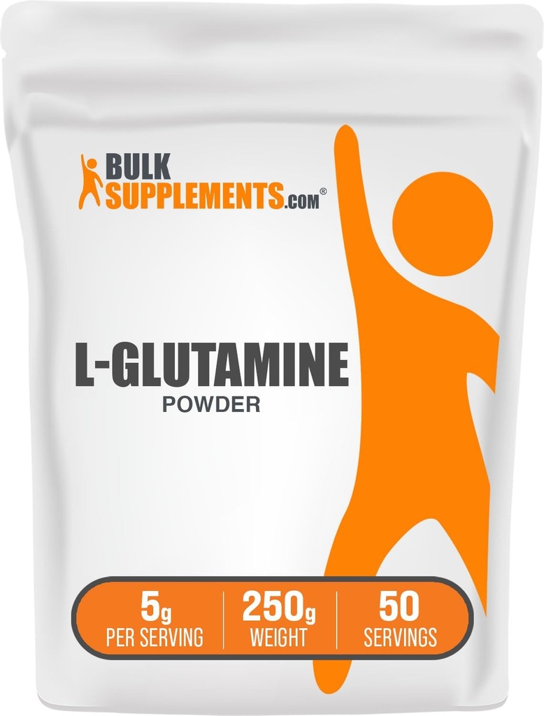 BulkSupplements.com L-Glutamine Powder - Glutamine Supplement, for Recovery & Gut Health - Unflavored & Gluten Free, 5g (5000mg) per Serving, 250g (8.8 oz) (Pack of 1)