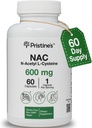 PRISTINE'S N-Acetyl L-Cysteine (NAC) Immunity, Lung, & Liver Support Supplement Capsules - 600MG 60 Day Supply - Potent Antioxidant - Vegan, Gluten Free, Non GMO