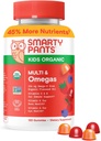 SmartyPants Organic Kids Multivitamin Gummies: Omega 3 (ALA), Vitamin D3, C, Vitamin B12, B6, A, K & Zinc for Immune Support, Biotin, Vegetarian, Three Fruit Flavors, 120 Count (30 Day Supply)