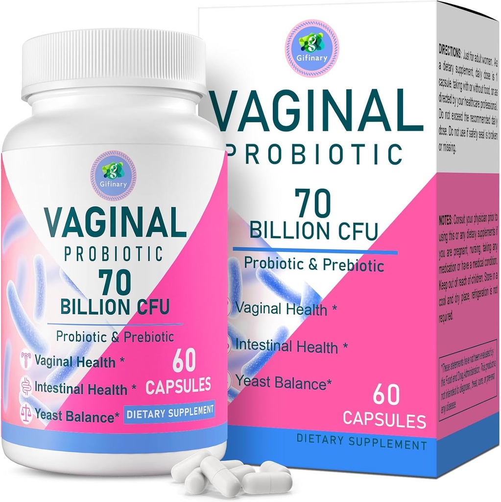 Vaginal Probiotics, PH Balance for Women, 70 Billion CFUs Womens Probiotic for Vaginal Health, Urinary, Odor Control, Flor, Ph Balance & Hormone, with Prebiotic & D-Mannose - Shelf Stable, 60 Caps