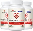 Ubiquinol CoQ10-600mg-Softgel, Active Coq10 Ubiquinol Supplement with Vitamin E & Omega 3, 6, 9, High Absorption-Coenzyme-Q10, Powerful Antioxidant for Energy Production, Tested, 180 Count