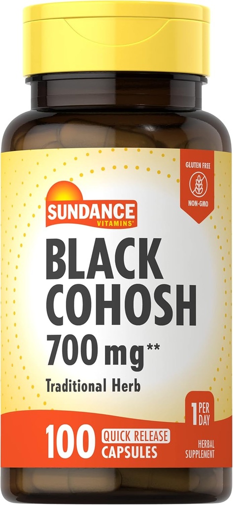 Sundance Black Cohosh 700mg | 100 Quick Release Capsules | Traditional Herb | Non-GMO and Gluten Free Supplement