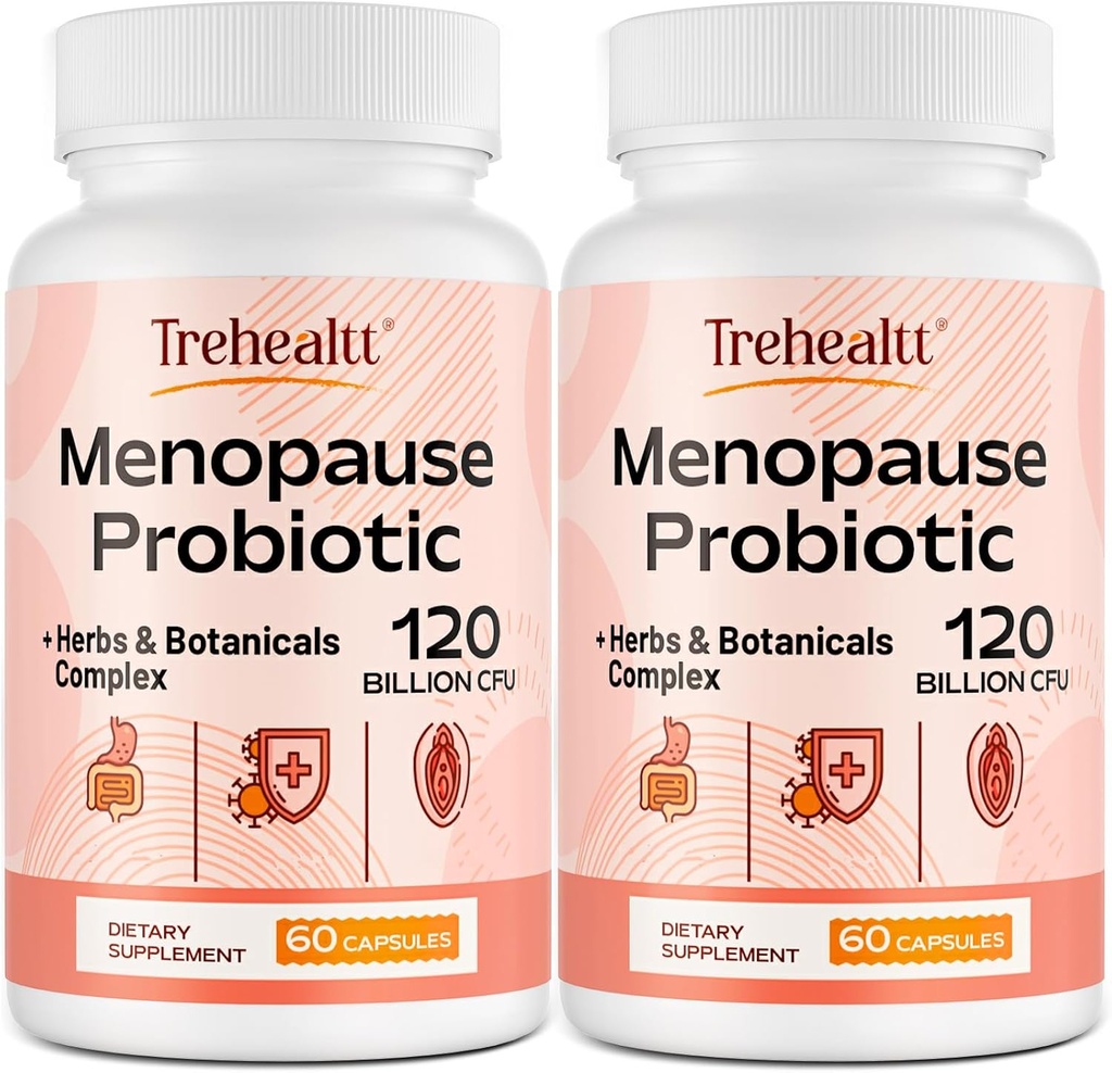 Menopause supplements for women, 120 Billion CFU Probiotic, 13-in-1 Herbs & Botanicals Complex, for Hormone Menopause, Hot Flashes, Night Sweats, Mood Swings, Sleep Disturbances, Vegan, 120 Caps