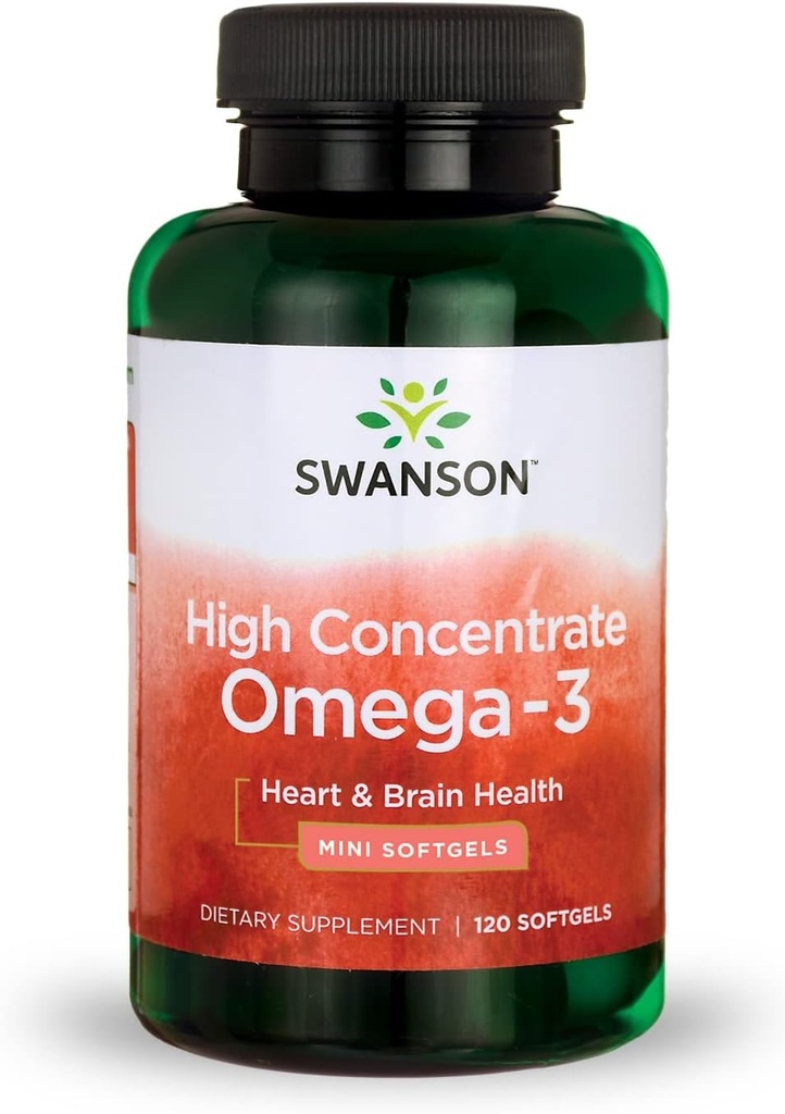 Swanson High Concentrate Omega-3 Fish Oil - Essential Fatty Acids - (120 Softgels, 680mg Each)