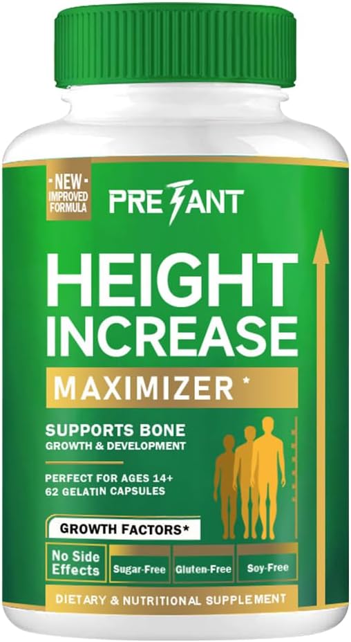 PRETANT-Growth Capsules to Grow Taller - Height Increase Maximizer with Calcium for Bone Strength -Natural Get Taller Supplement - Dietary Edible Healthcare Fitness