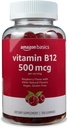 Amazon Basics Vitamin B12 500 mcg Gummies - Normal Energy Production and Metabolism, Immune System Support, Raspberry, 100 Count (2 per Serving) (Previously Solimo)