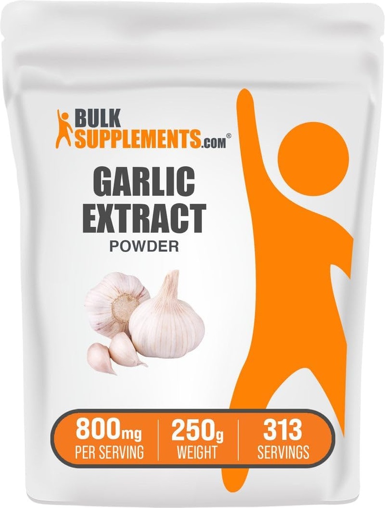 BulkSupplements.com Garlic Extract Powder - Garlic Supplement, Herbal Supplement, Allium Sativum - Herbal & Gluten Free, 800mg per Serving, 250g (8.8 oz) (Pack of 1)