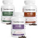 Reishi 415 Longevity Capsules (90ct), Turkey Tail Mushroom Extract Immune Support (90ct), Chaga Extract Mushroom Supplement (120 caps)