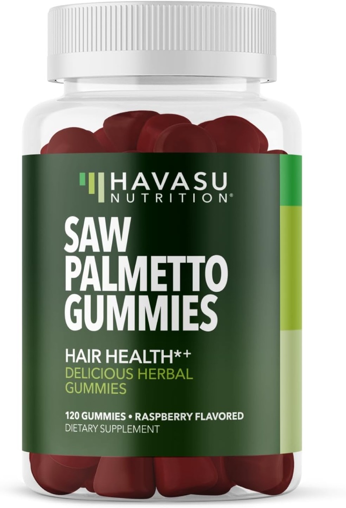 Saw Palmetto for Men Gummies - DHT Blocker Supplement for Hair Health and Male Patterned Balding - 120 Count - Supports Scalp and Prostate Wellness - Raspberry Flavor - Vegan, Non-GMO, 2 Month Supply