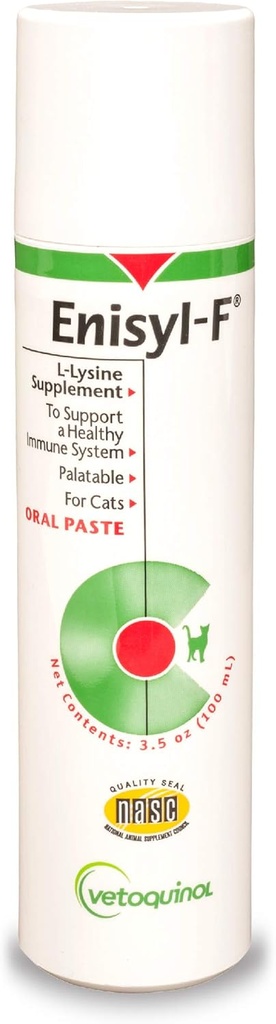 Vetoquinol Enisyl-F Oral Paste: L-Lysine Supplement for Cats - Tuna Flavor, 3.5oz (100mL) Pump