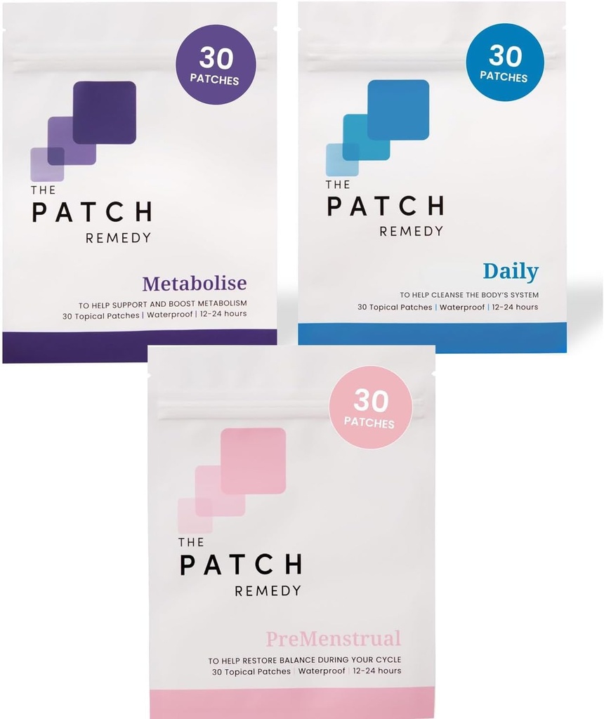 The Patch Remedy Metabolise, Cleanse & PreMenstrual Patches for Women - Period Patch with Cleansing Daily Patch & Metabolize Energy Patch Bundle