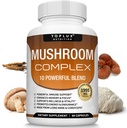 Toplux Mushroom Supplement Lions Mane - Cordyceps Reishi Chaga 10 Organic Mushroom Blend to Support Immune System, Memory, Focus & Clarity and Increase Energy, for Men Women, 60 Capsules