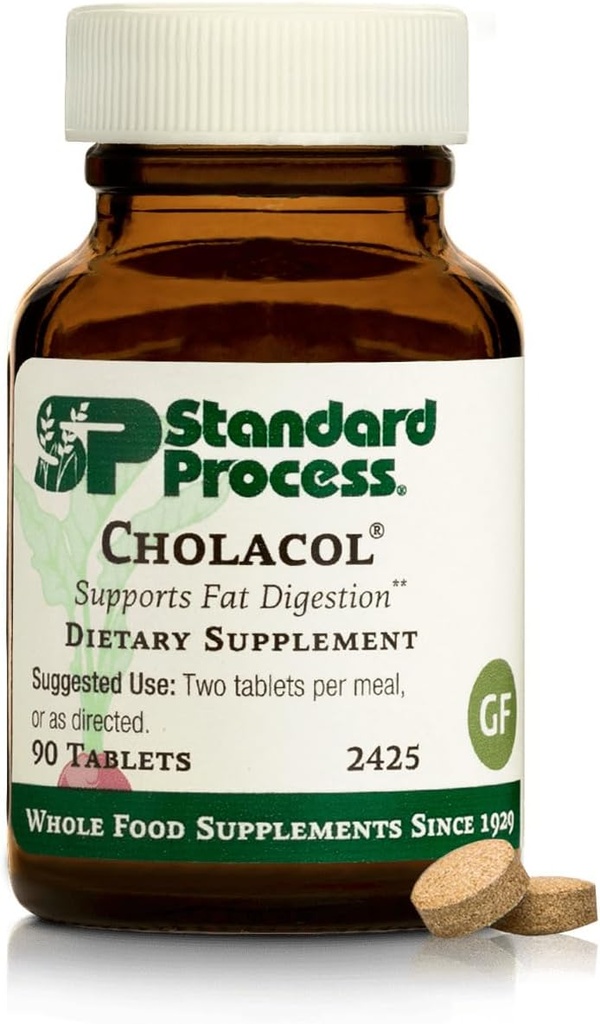 Standard Process Digestive Health Bundle - Cholacol & Zypan Dietary Supplement Set - Digestive Health & Gallbladder Function Support - Whole Food Supplements with Collinsonia Root & Hydrochloric Acid