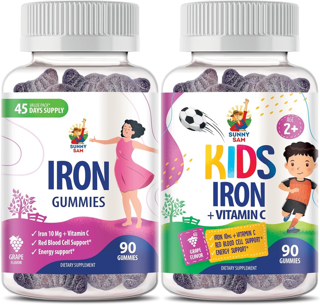 Magnesium Gummies for Adults - 200mg & Iron Gummies for Adults - Iron Vitamins with Vitamin C