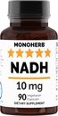MONOHERB NADH 10 mg 90 Vegetarian Capsules - Reduced Nicotinamide Adenine Dinucleotide Supplement
