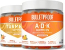 Bulletproof Vitamins A+D+K, 60 Sugar-Free Gummies, Strawberry Orange Flavor |Turmeric Sugar-Free Gummies, 60 Count, Peach Ginger