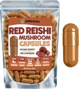 Reishi Mushroom Capsules - 180 Count Red Reishi Mushroom Capsules - 3 Month Supply Real Mushrooms Reishi Supplement Pills for Cognitive and Immune Boost - Mushroom Reishi Hongo Reishi Organico