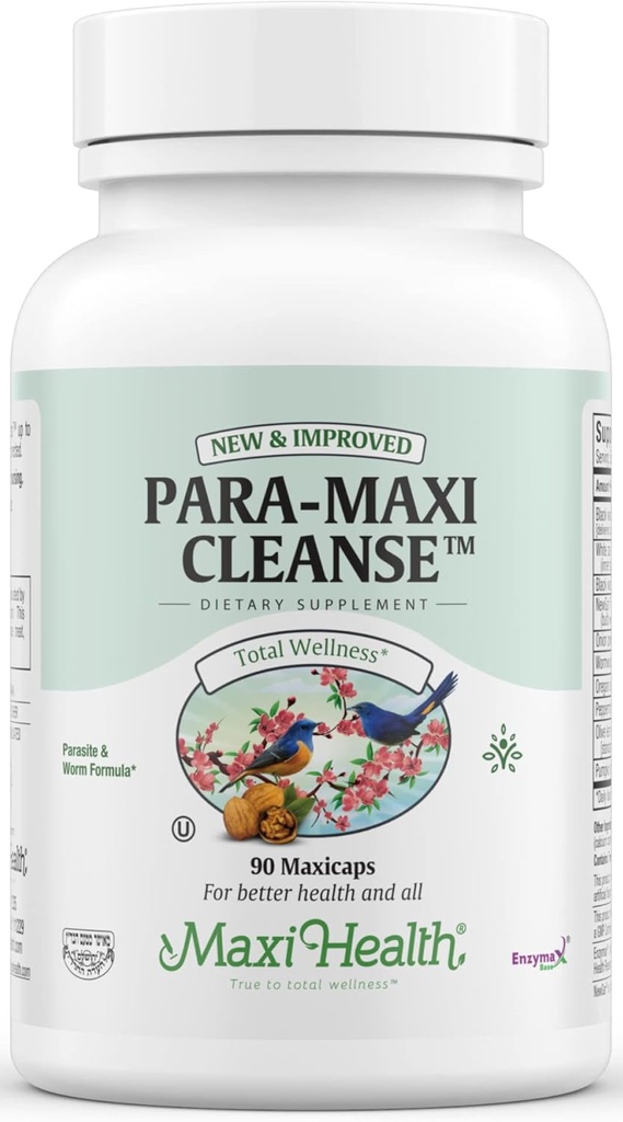 Maxi Health Intestinal Cleanse for Humans - Natural Digestive Colon Gut Flora Body Detox for Women - Gut Cleanse for Men - Bloated Belly Relief with Black Walnut Wormwood Herb (90 Capsules)