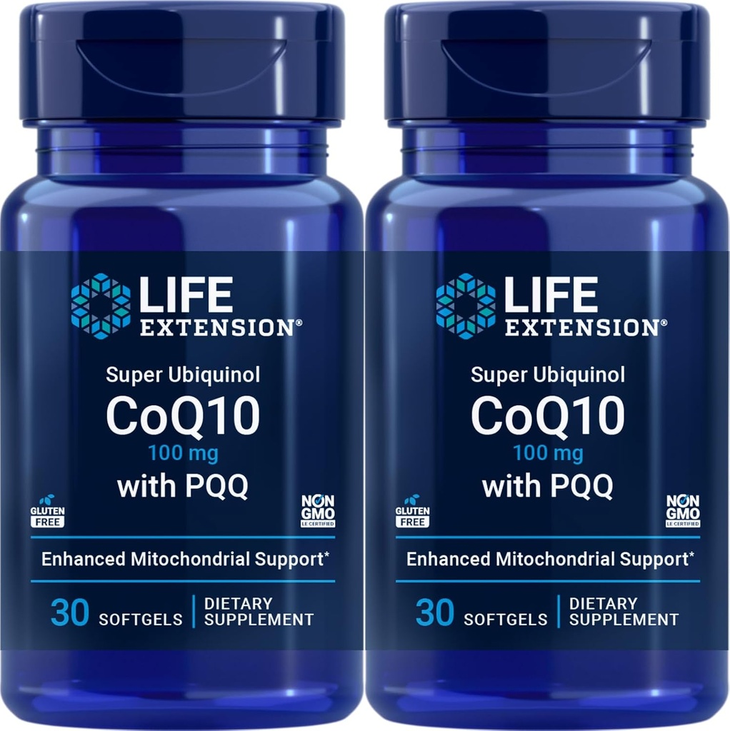Life Extension Super Ubiquinol CoQ10 with PQQ, 30 softgels (Pack of 2)