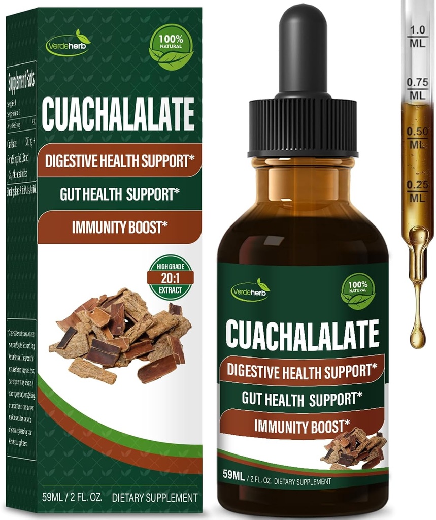 Cuachalalate Drops Support Digestive Health, Stomach Ulcer, Gut Health & Immunity Boost, Herbal Extract from Cuachalalate Bark (Cuachalalate Corteza). 2oz