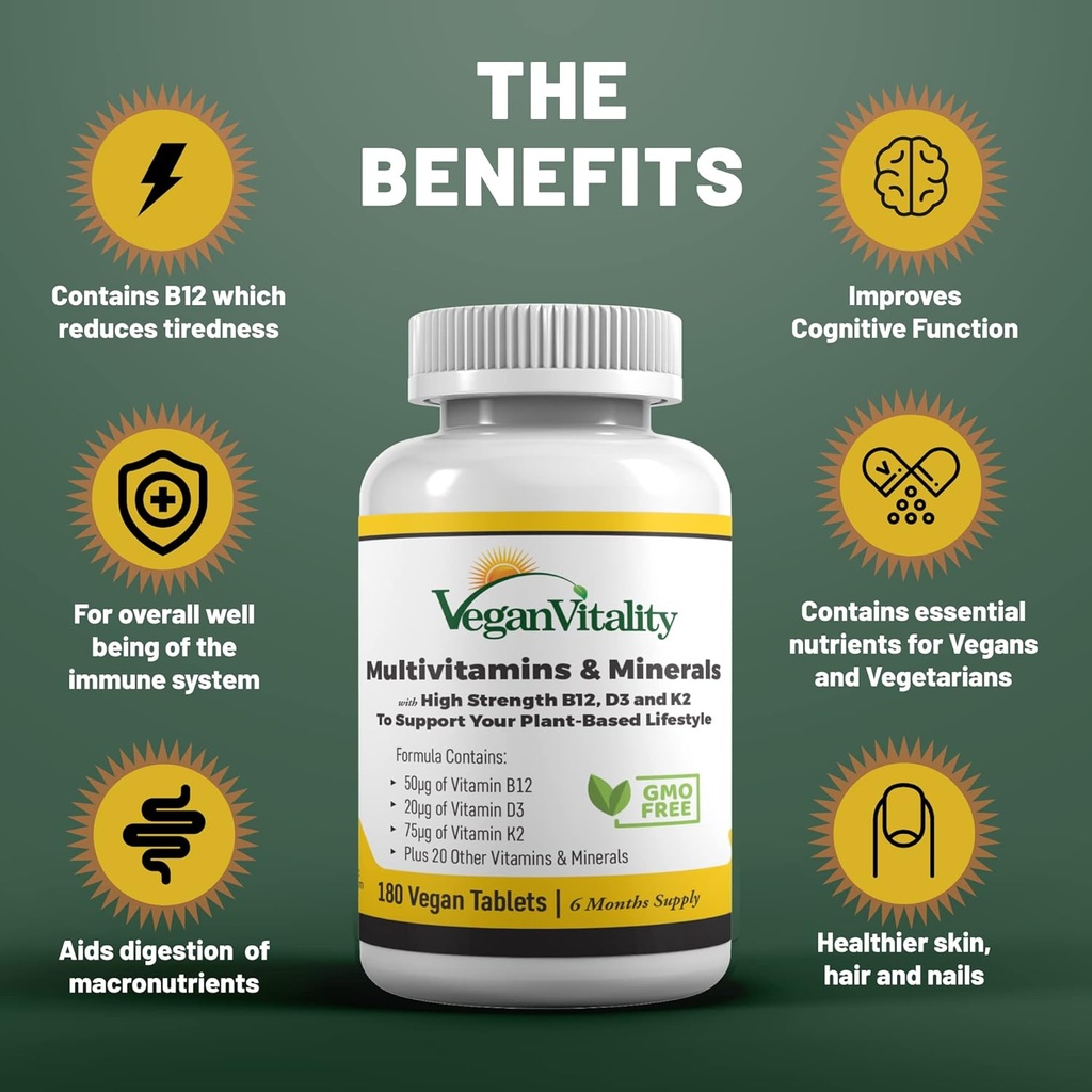 Vegan Vitality Energy Booster Bundle - Vegan multivitamins and Super Mushroom Complex. High Strength Plant Based Formula for Immunity, Energy Overall Health for Vegans and Vegetarians