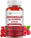 Magnesium Glycinate Gummies, Sugar Free Magnesium Supplement with Magnesium Glycinate 400mg, Magnesium L-Threonate 200mg for Calm Mood, Muscle, Bone & Sleep for Adults, 60 Raspberry Gummies
