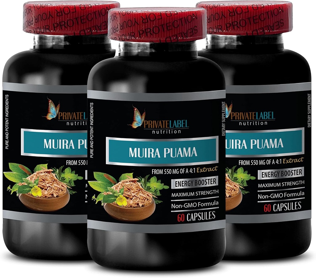 energy supplements for men - MUIRA PUAMA EXTRACT 2200Mg - MALE ENHANCEMENT - energy boost - muira puama for men - muira puama for women - muira puama herb - muira puama root extract - 3 Bot 180 Caps