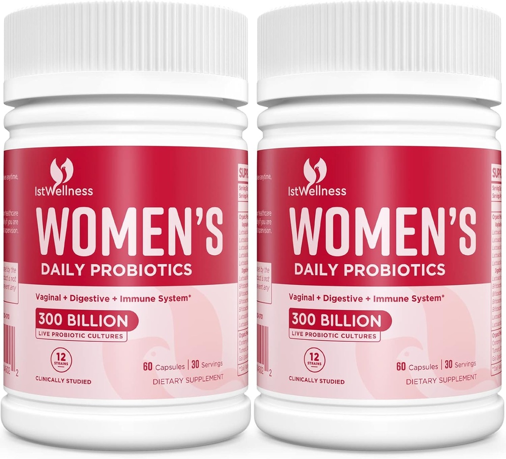 Probiotics for Women - 300 Billion CFU Probiotic, 12 Strains Probiotics with Prebiotics Cranberry, Selected Women’s Probiotic for Women’s Daily Gut Vaginal & Urinary Health, 120 Capsules