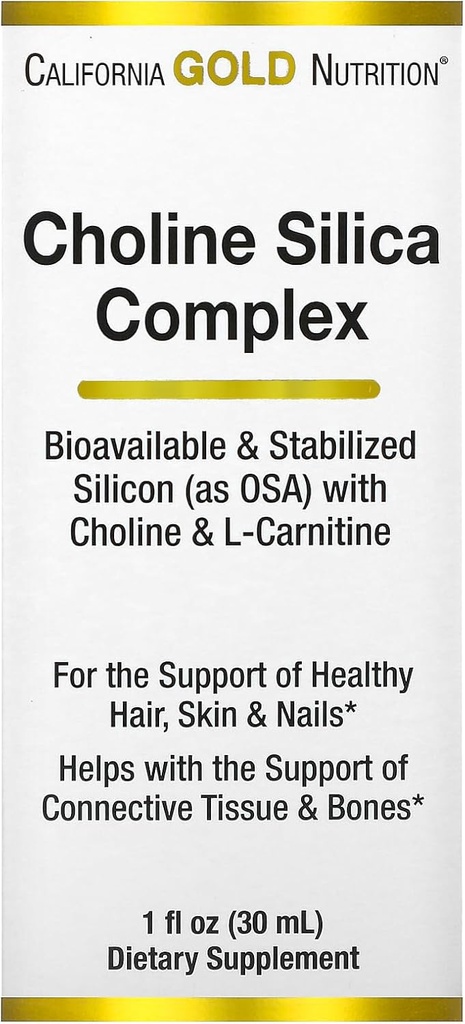 California Gold Nutrition Choline Silica Complex, Bioavailable & Stabilized Silicon with Choline & L-Carnitine, 1 fl oz (30 ml)
