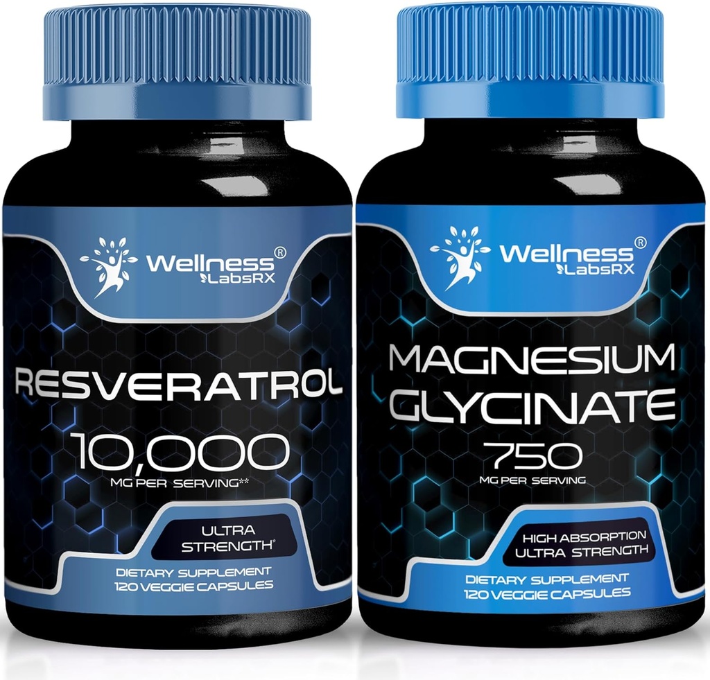 WELLNESS LABSRX Resveratrol Capsules 10000 - Magnesium Glycinate Capsules