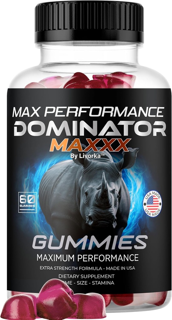 Dominator Maxxx Gummies for Men - Dominator Maxx Natural Daily Nutrition Support Premium Advanced Formula Multivitamin Pills for Overall Health & Wellness, 60 Gummies for 1 Month