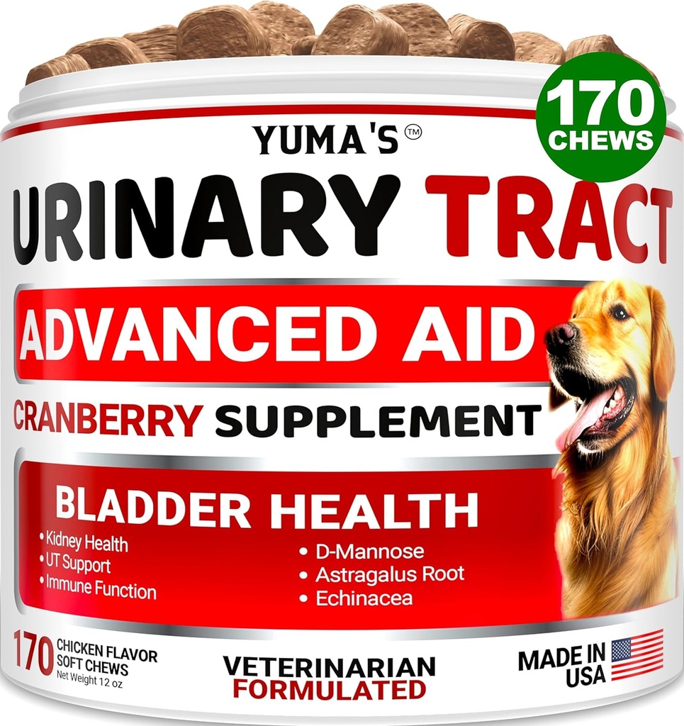 Dog UTI Treatment - 170 Treats - Cranberry Supplement for Dogs - Bladder Control - Urinary Tract Infection Treatment - UTI Medicine Multivitamin - Vitamins and Supplements - Made in USA