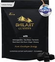 Shilajit Gummies with Ashwagandha, Turmeric - Organic, Zero Sugar & Vegan-Friendly Himalayan Shilajit for Men & Women - Energy, Calm, Cortisol, Sleep, Immune Support & Overall Health