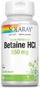 Solaray Betaine HCL with Pepsin, High Potency Hydrochloric Acid Formula, Healthy Digestion Supplement, Digestive Enzymes for Gut Health Support, 60-Day Guarantee, 250 Servings, 250 VegCaps