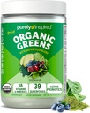 Purely Inspired Organic Greens Powder Superfood Smoothie Mix, Unflavored (30 Servings) - Super Greens with Probiotics, Spirulina & Chlorella for Gut & Digestive Health - Vegan & Gluten-Free