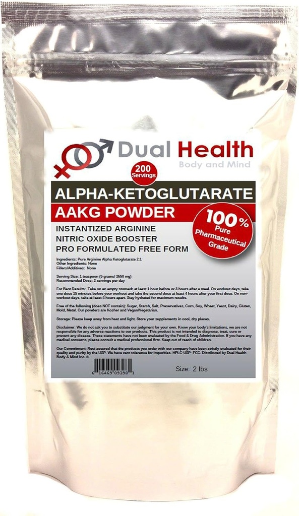 Pure AAKG (2 lb) L-Arginine Alpha-Ketoglutarate Powder Bulk Supplements