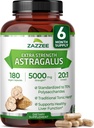 Zazzee Extra Strength Astragalus Root 20:1 Extract, 5000 mg Strength, 70% Polysaccharides, 180 Vegan Capsules, 6 Month Supply, 100% Vegetarian, Standardized and Concentrated 20X Extract, Non-GMO
