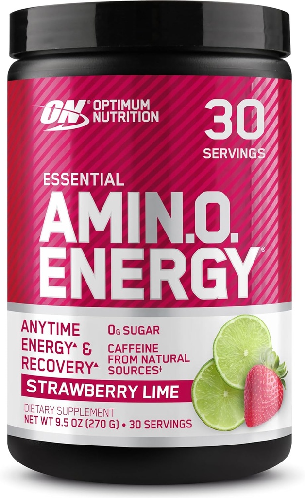 Optimum Nutrition Amino Energy - Pre Workout with Green Tea, BCAA, Amino Acids, Keto Friendly, Green Coffee Extract, Energy Powder - Strawberry Lime, 30 Servings (Packaging May Vary)