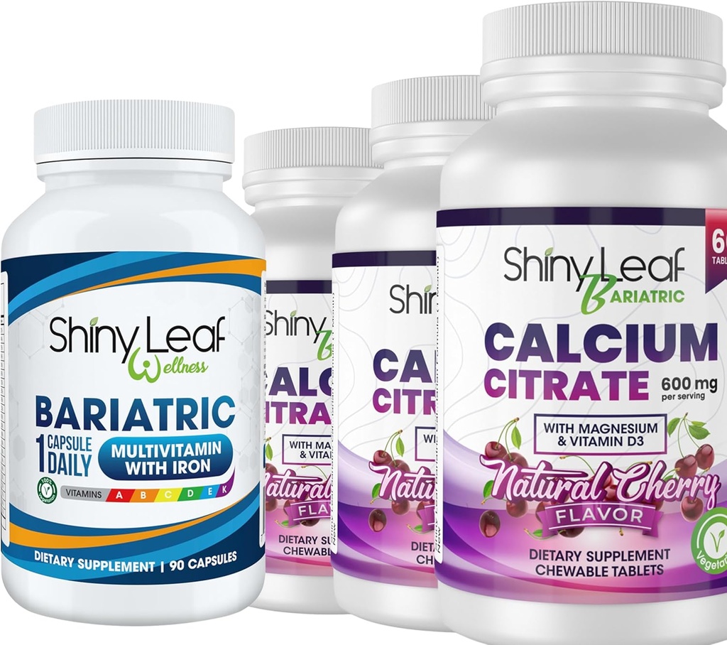 Bariatric Multivitamin with Iron Once-a-Day and Cherry Chewable Calcium Citrate for Post Bariatric Surgery Including Gastric Bypass and Sleeve (3 Months)