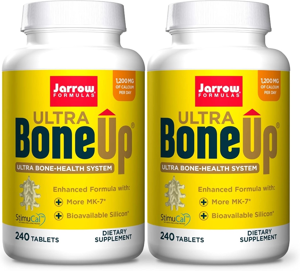 Jarrow Formulas Ultra BoneUp - 240 Tablets, Pack of 2 - Powerful, Multinutrient Bone Health Formula - Includes More MK-7 & JarroSil Activated Silicon for Added Bone Support - 240 Total Servings