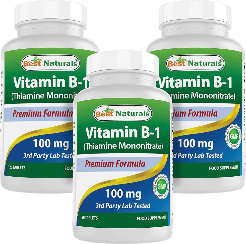 Best Naturals Vitamin B1 as Thiamine Mononitrate 100 mg Tablets (120 Count (Pack of 3))