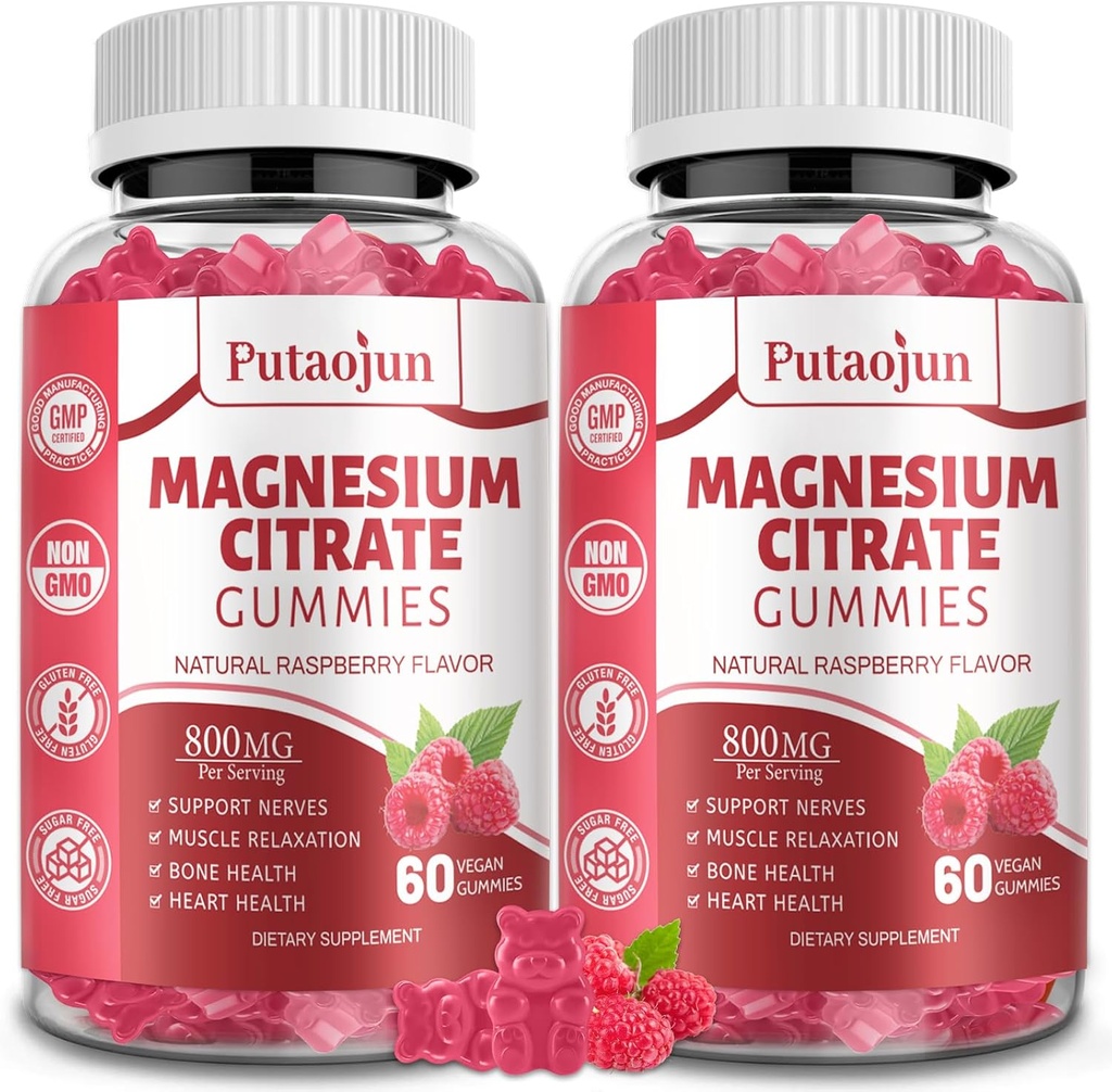 Magnesium Citrate Gummies | Magnesium Supplement for Women | High Absorption Magnesium Supplement | Vegan, Non-GMO Magnesium Gummies | 120 Raspberry Flavor (Pack of 2)