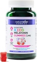 NatureWise Kids Melatonin 1 mg Sugar-Free Gummies for Children Ages 4 & Up - Non-Habit Forming Sleep Aid - Strawberry Flavored - Vegan, No Gluten, Non-GMO - 90 Count[3-Month Supply]