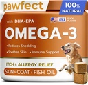 PAWFECTCHEW Fish Oil Omega 3 for Dogs - Allergy Relief - Joint Health - Itch Relief, Shedding - Skin and Coat Supplement - Alaskan Salmon Oil Chews - Omega 3 6 9 - EPA & DHA Fatty Acids