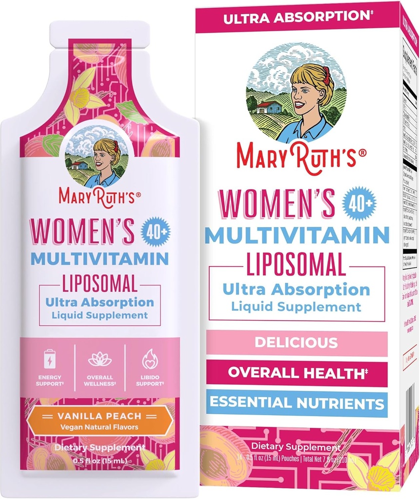 MaryRuth Organics Multivitamin for Women 40 | Womens Multivitamin Liposomal | Immune Support Supplement | Energy Supplements & Sleep Aid | Methylated Multivitamin | Vegan | Sugar Free | 14 Servings