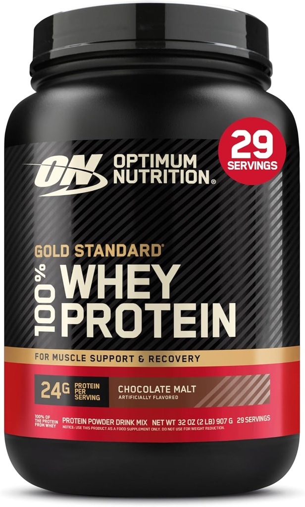 Optimum Nutrition Gold Standard 100% Whey Protein Powder, Chocolate Malt, 2 Pound (Packaging May Vary)