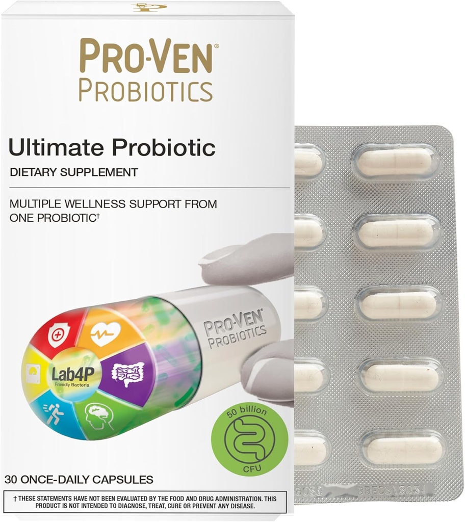 Ultimate Probiotic for Adults | 50 Billion CFU | Supports Digestion, Immunity & Healthy Weight | 30 Multi-Strain Probiotics Capsules | Vegetarian, Gluten-Free, Lactose-Free