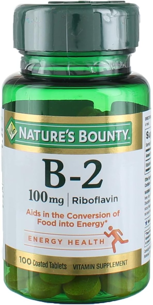 Nature's Bounty Vitamin B-2 100 mg, 100 Tablets (Pack of 6)