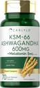 Carlyle KSM-66 Ashwagandha Capsules 600mg | 70 Count | with Melatonin 5mg | Potent Complex | Non-GMO, Gluten Free
