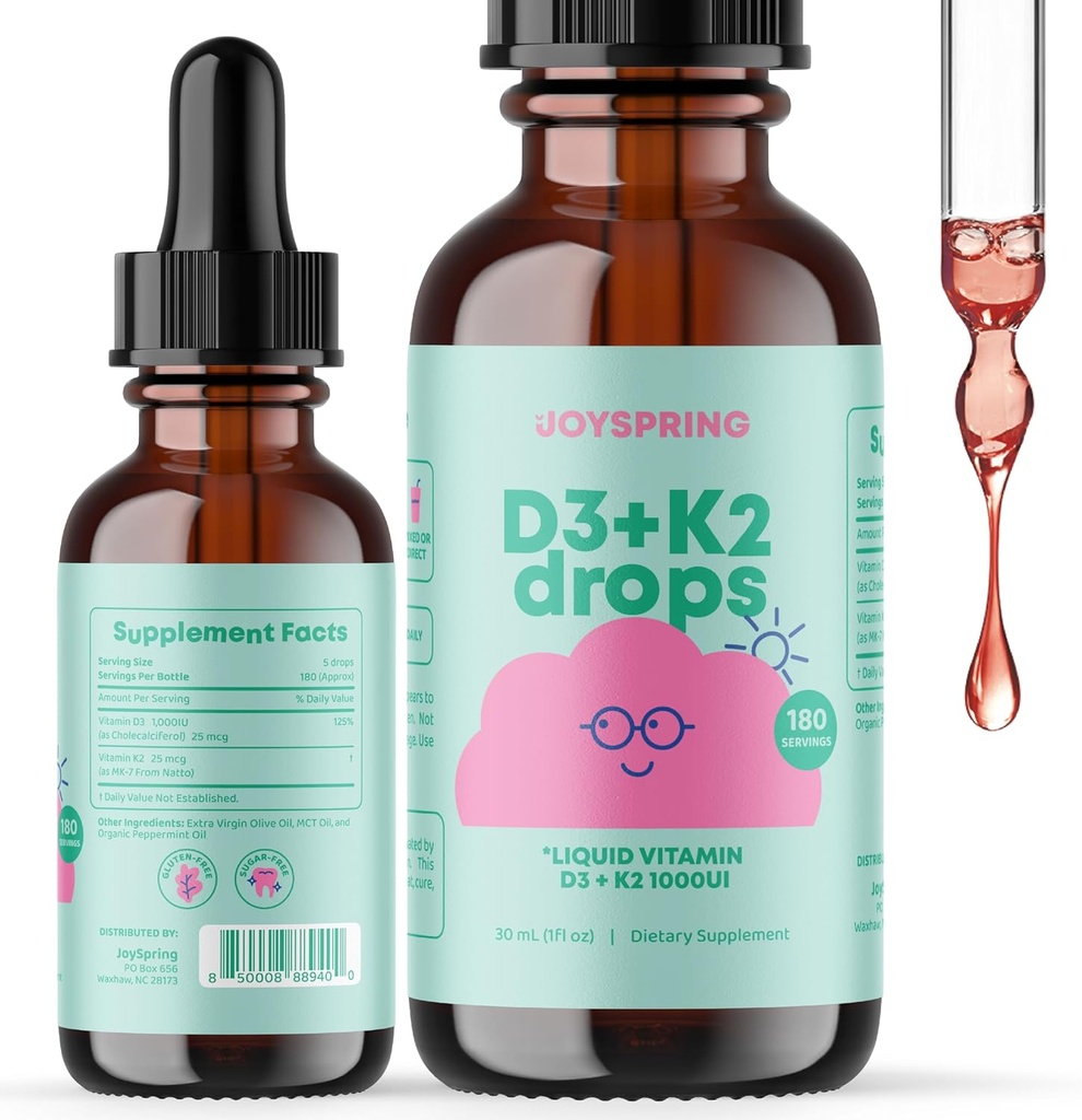 JoySpring Children Vitamin D Drops, Saffron Supplements Gummies for Kids, Hormone Balance for Women